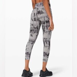 lululemon fast and free leggings tie dye gray black SZ 10